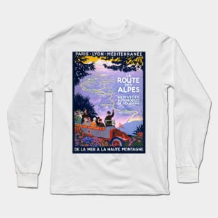 Vintage Travel Poster France La Route des Alpes 1920s Long Sleeve T-Shirt